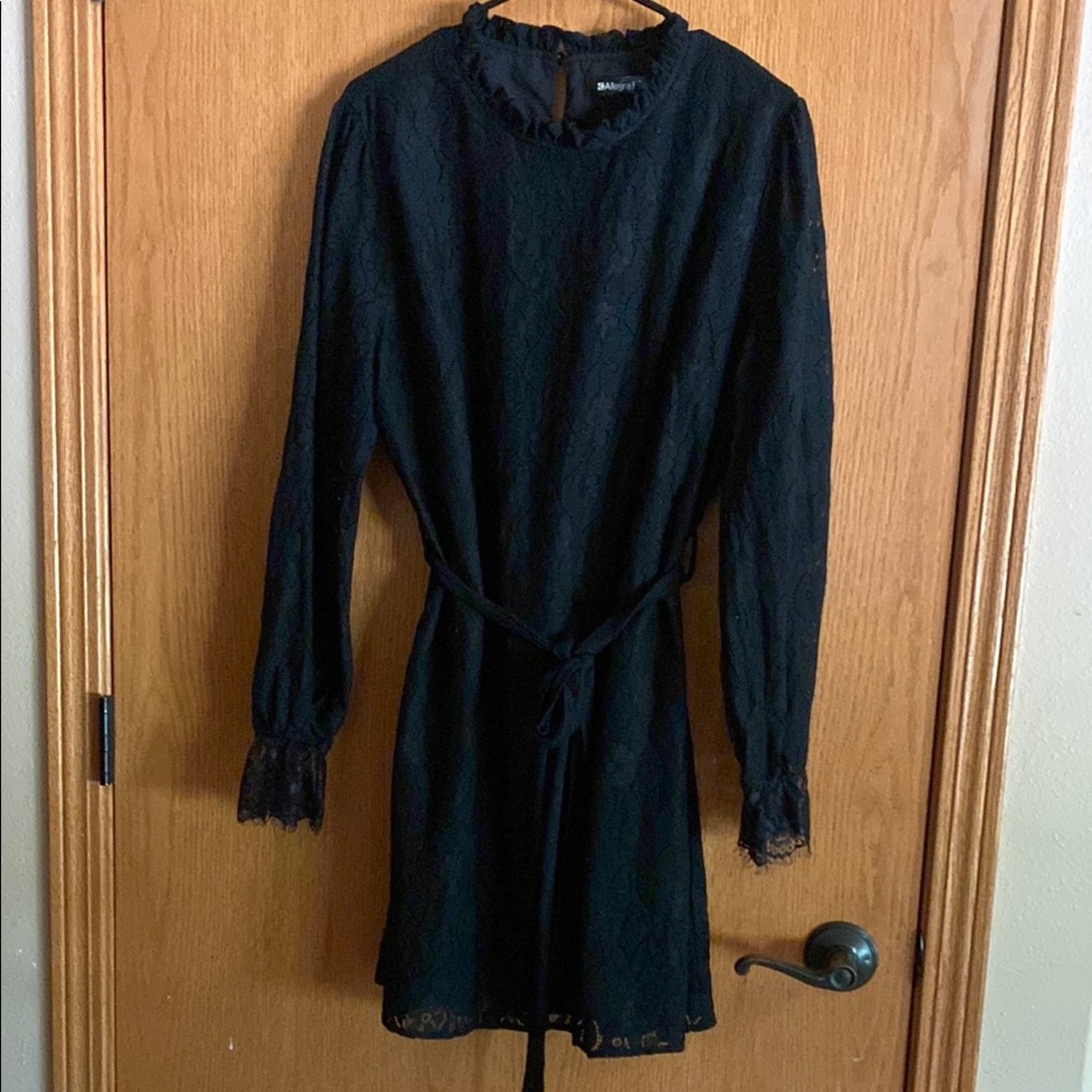 Allegra K Black Lace Dress with Sleeves